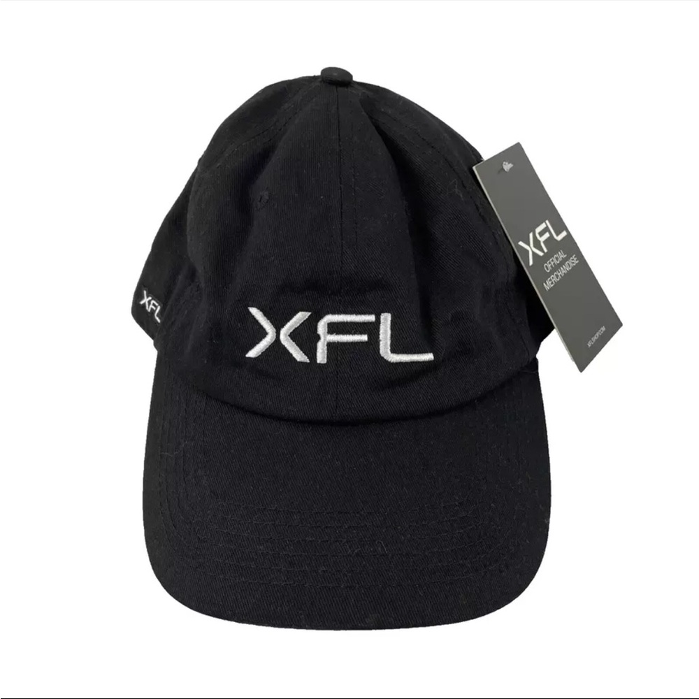 New Mens XFL Football League Strapback Hat Cap NWT One Sz Black